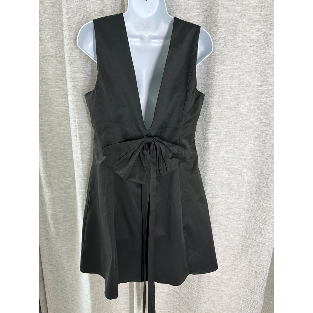 Black V-Neck Backless Bow Mini Dress Sleeveless Cocktail Party XL